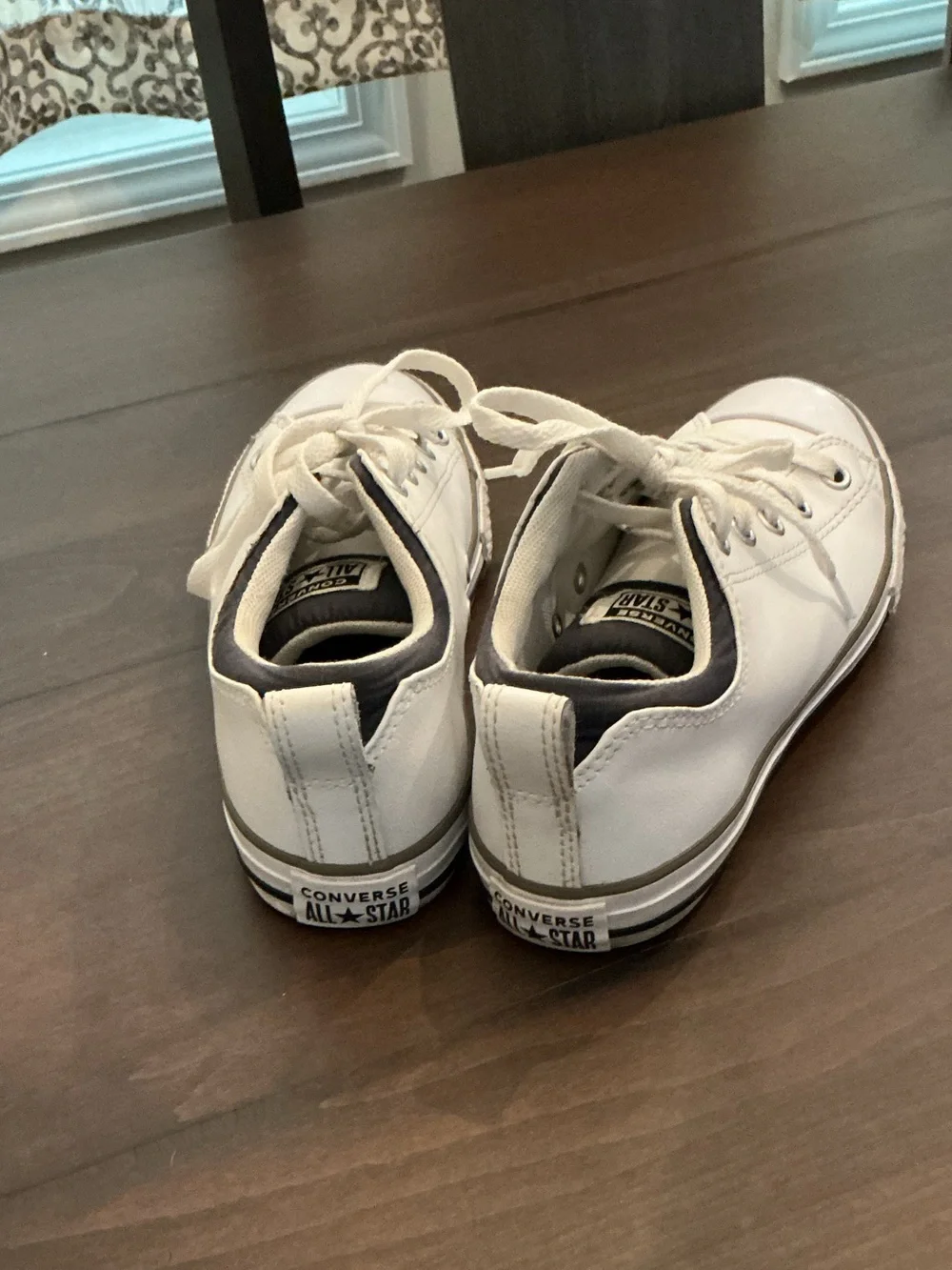 Youth Converse White Low-Top Leather Sneakers
